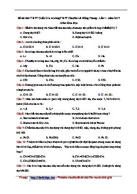 Đề thi thử Trung học phổ thông Quốc gia lần 1 môn Hóa học - Năm học 2016-2017 - Trường THPT chuyên Lê Hồng Phong (Có đáp án)